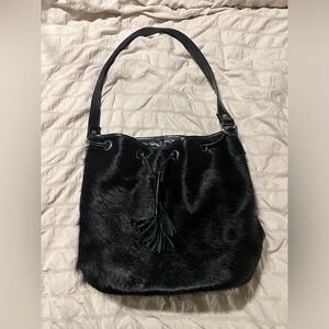 Glenda Gies Faux Fur And Leather Black Purse